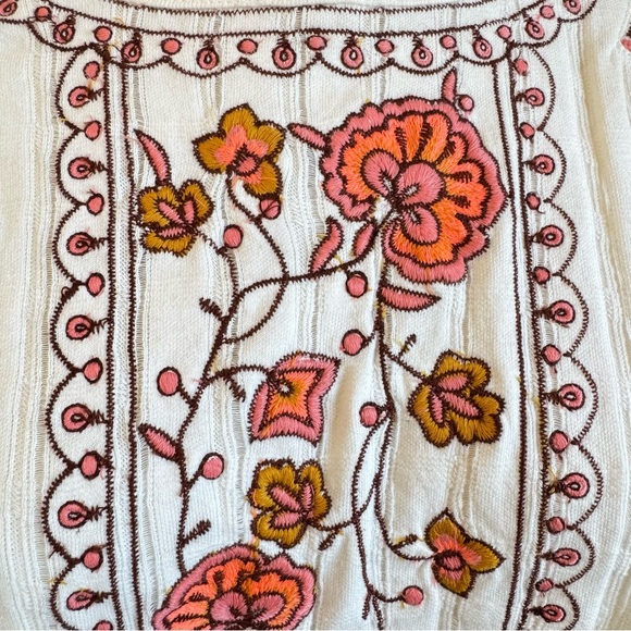 NWT Anthropologie Boho Embroidered Floral Sleeveless Top Women’s L Ivory Cotton - Picture 3 of 11